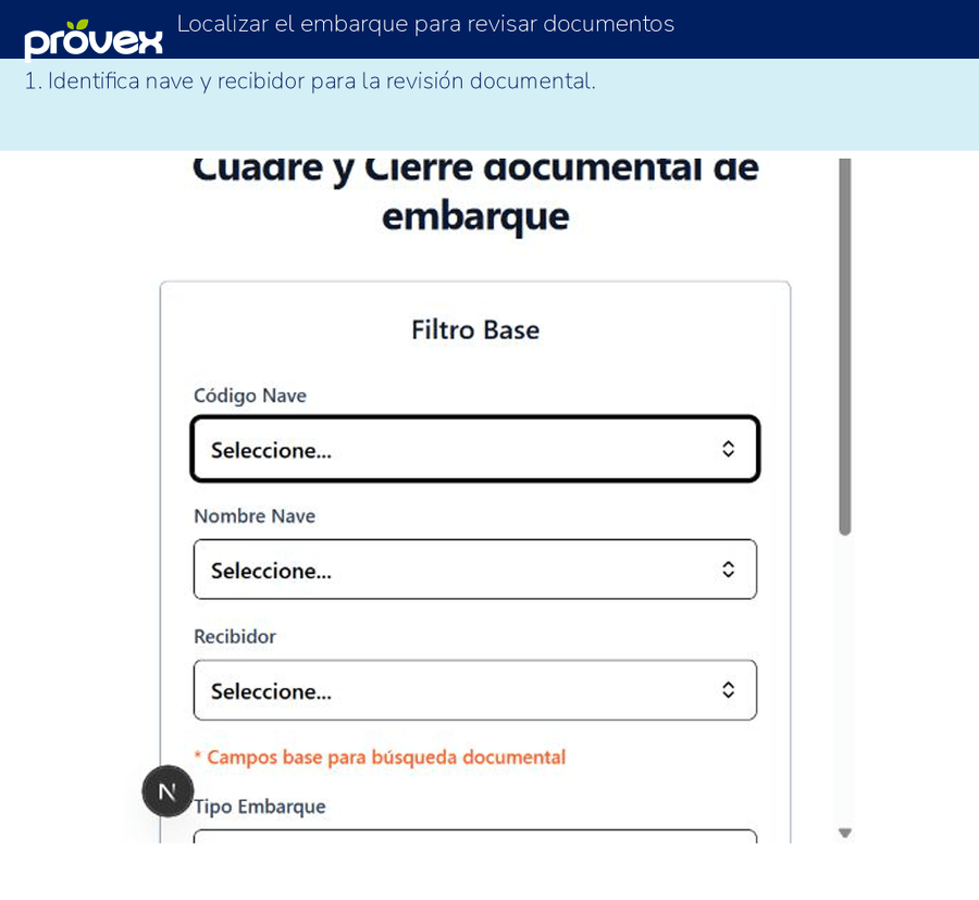 Localizar el embarque para revisar documentos. Capturas reales del ERP.