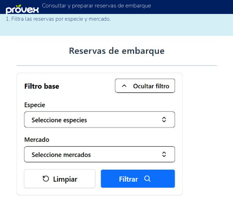 Consultar y preparar reservas de embarque. Capturas reales del ERP.